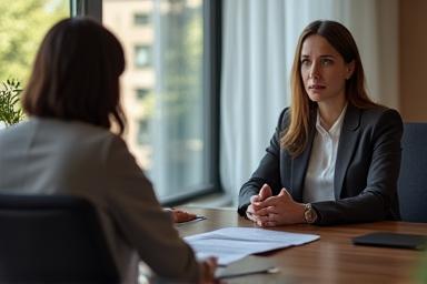 Person som diskuterer karrierealternativer med en veileder på et kontor.