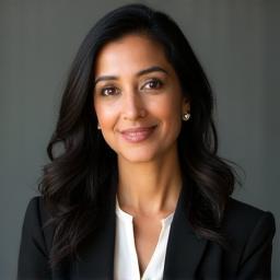 Profesjonelt portrett av Dr. Anya Sharma.